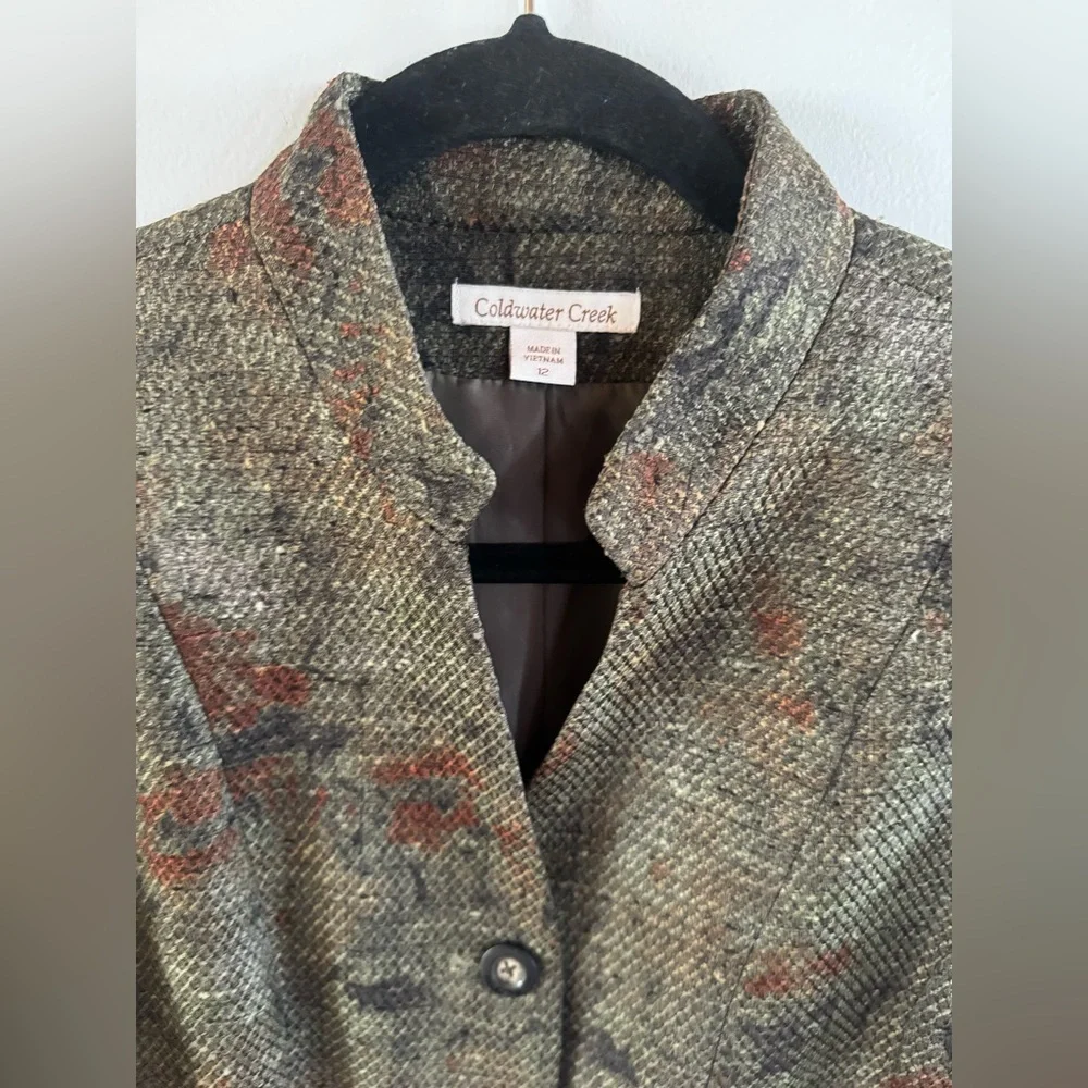 Coldwater Creek Women’s 12 Floral Tweed Jacket Eclectic Boho Career Concert - Picture 4 of 9
